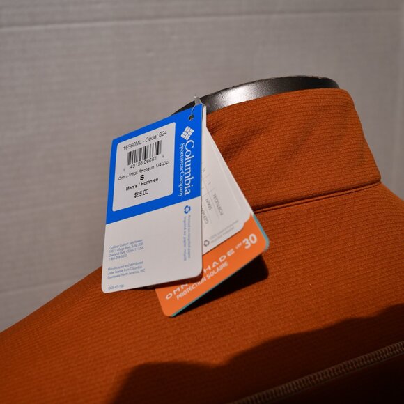 NWT Columbia Golf Men's SM 1/4 Zip Pullover Long Sleeve Orange Omni Wick/Shade - Picture 6 of 10